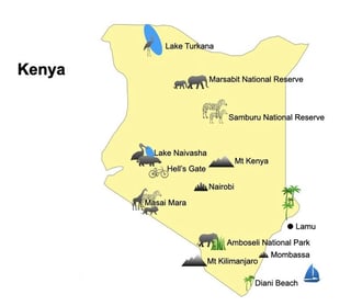 Map Kenya top attractions and national parks of Kenya