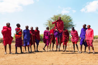 People dancing in a village in Amboseli National Park