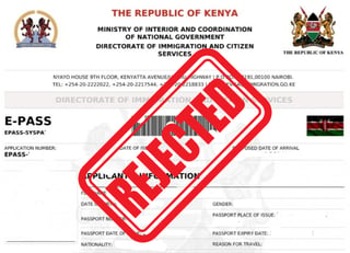 Common causes for Kenya visa rejections